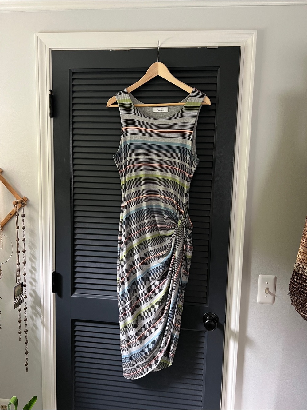 Bailey 44 Multicolor Striped Sleeveless Knot-Detail Midi Dress